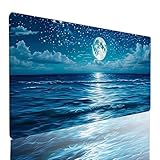 Gaming Mauspad Mond Mauspad XXL 800x300x3mm, Vernähten Kanten Schreibtischunterlage Blau Mousepad rutschfeste Gummiunterseite Wasserdicht Mauspad Gaming PC Zubehör Mouse Pad für PC, Laptop Büro 33-9