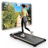 UREVO Smart Walking Pad, Kompaktes Leises Laufband Schreibtisch, mit Sechs-Punkt-Stoßdämpfung, Workout-App mit Track Insights und MIIT-Modus, Max. Belastung 136KG für Zuhause/Büro 2.5 PS