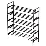 YHNDECO Schuhregal 2 Ebenen, Schuhaufbewahrung, Schuhständer Metall Schlank Stapelbar, Schuhorganizer für Flur, Wohnzimmer, Schlafzimmer, Eingangsbereich (Schwarz)