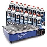 Eurocatch Butangas Camping Grill Evergrill - Inkl. 16 Gasdosen - Gasgrill - Campingkocher - Tischgrill - Tischgrill - Notfallpaket