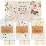 SCENTORINI Duftwachs für Duftlampe, Lavendel, Rose, Jasmin Düfte, Duftwachswürfel für Raumdüfte, Sojawachs Wax Melts, Enthält ätherische Öle, Getrocknete Blume Duftwachs für Kerzen Wärmer