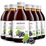 BIO Aroniasaft 6er Pack (6x250ml) BIO purer Aronia-Direktsaft 100% - Kaltgepresst Aronia Muttersaft- ohne Farbstoffe, ohne Zucker, ohne GMO, ohne Konservierungsstoffe- Vegan- Organisch- BerriesPolska®