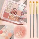 9 Farben Lidschatten Eyeshadow Palette Mit 3 Lidschattenpinsel Matte Glitter Eyeshadow Langlebiges Make Up Palette Wasserdichte Schminkpalette Lidschattenpalette Schminke Set Für Mädchen Und Frauen