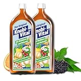 KnobiVital mit Weißdorn und Holunder Bio (2x960 ml) I Hochkonzentrierter Knoblauchsaft mit Thiamin für Energie, Nerven & Herz I Natürlich & ohne Zusätze