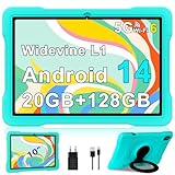 Tablet Android 14 Tablet 10 Zoll mit 5G WiFi 6 Octa-Core, Kinder Tablet 20GB RAM+128GB ROM (TF 1TB), Tablet Widevine L1, Tablet für Kinder Parental Controls,6000mAh,Bluetooth 5.0, Tablet Kinder Green