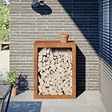 Xichuzi Brennholzregal 60x40x80 cm Cortenstahl, Kaminholzregal Aussen, Holzstapelhilfe, Carport, Sichtschutz Garten, Kaminholzregale - 851002