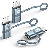 Anssan 3Stück 36W USB C auf Lightning Adapter,Schnelles Laden und Datenübertragung Adapters für iPhone 14 13 12 11 Pro Max X 8 7,USB C Lightning Adapter mit Anti-Verlust-Seil,Nicht für OTG/Audio