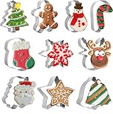 Joyblossom Ausstechformen Weihnachten, 10 Stück Edelstahl Plätzchen Ausstecher Weihnachten Backzubehör, Weihnachtsmann, Schneeflocke, Schneemann, für Plätzchen, Lebkuchenmänner, Weihnachtsschmuck