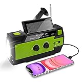 Nigecue Solar Radio, Tragbar Kurbelradio Dynamo Radio mit AM/FM, Eingebaute 4000mAh Wiederaufladbare Batterie, 4 Modi LED Taschenlampe, LED Leselampe mit Bewegungssensor, SOS-Alarm für Notfall Ourdoor