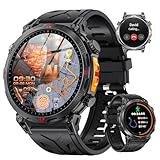 Rmana Militär Smartwatch Herren, GPS Sportuhr mit 1,6-Zoll AMOLED-HD-Display,Telefoniefunktion/ChatGPT/AI/5 GPS-Sportmodi/100+ Sportmodi Fitnessuhr für Android iOS (Schwarz)
