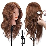 Frisierkopf, TopDirect 18 Zoll Übungskopf 100% Echthaar Haar Friseur Übungskopf Praxis Schaufensterpuppen Puppenkopf mit Klemme + DIY Haare Frisuren Set