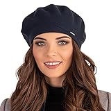 VIVISENCE Damen Baskenmütze Eleganter Wintermütze Warm Und Gemütlich Kopfbedeckung An Winter Und Herbst Warm Dick Strickmütze, Klassisch Mütze Für Frauen Modell 7005, Dunkelblau,Einheitsgröße