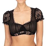 Dirndl Bluse Damen V Ausschnitt, Dirndlbluse Spitze, Weiches Dirndlblusen Trachtenbluse Modern Oktoberfest Kostüm Trachtenmieder Oberteile Kurze Spitzentop Dirndlbluse Hochgeschlossen