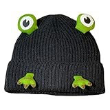 CYILPR Beanies, süße Cartoon-Frosch-Form, Winter-Ohrenschützer, dicker Hut, Weihnachtsgeschenk, Geschenk für Freundin, Teenager, Schwarz , Einheitsgröße