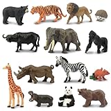 TOYMANY 14 Stück Tiere-Figuren Set Wald Spielfiguren Spielzeug Dschungeltierfigur kleine-Tiere Plastiktiere Mini-Tiere Zoo Bauernhof Dschungel Wild, Osterei, Weihnachten, Deko Cupcake Topper