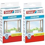 tesa Insect Stop Standard Fliegengitter für Fenster & Insect Stop Standard Fliegengitter für Fenster - Insektenschutz zuschneidbar - Mückenschutz ohne Bohren - 1 x Fliegen Netz weiß - 100 cm x 100 cm