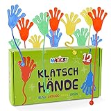 Magicat 12 x Klatschhand für Kinder Set, klebrige Glibberhände | Ideal als Mitgebsel Kindergeburtstag 4 5 6 7 8 9 10 Jahre I Gummihand als Partyhighlight für jede Geburtstagskiste & Giveaway-Event