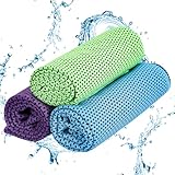 Aruicheng Kühltuch 3er Set Kühlendes Handtuch Mikrofaser Kühltücher Weich Atmungsaktiv Kühlhandtuch Gym Handtuch Cooling Towel für Yoga, Golf, Workout, Reisen, Camping (100x 30cm)