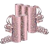 Luftschlangen Metallic Rosegold Glitzer, Party Deko - 5 Rollen mit 18 Glitzernden Luftschlangen für Geburtstag -5STK-