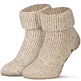 Piarini ABS Stoppersocken Wollsocken Wintersocken Norwegersocken Innenfrottee Damen Herren Jungen Mädchen beige-meliert 39-42