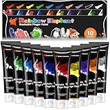 RDDAIPE 10*60ml Fingerfarben Kinder Ungiftig, Waschfest, Vegan, für Kinder ab 3 Jahren Zum Malen In Der Schule und zu Hause