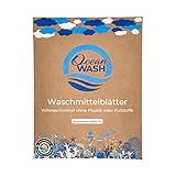 OceanWash Waschmittelblätter, Waschblätter Waschmaschine für alle Textilien und Farben, Waschtücher biologisch abbaubar, Laundry Detergent Sheets Vollwaschmittel, 64 Wäschen