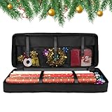 Weihnachts-Geschenkpapier-Organizer – 101,6 cm Rollen, große Kapazität, transparente Taschen, Bänder, Schleifen, Unterbett-Halter, Etiketten, Klebeband, strapazierfähiger Stoff, Urlaubstasche für