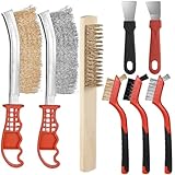 8 Stück Drahtbürsten Set, Handdrahtbürste Set Mit Messingbürste, Stahlbürste Und Nylonbürste, Edelstahlbürste Set Mit 2 Spachtel, Metallbürste Für Rostentferner Metall Und Reinigung Schweißschlacke