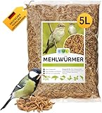 EWL Naturprodukte Mehlwürmer getrocknet 5 L (800 g), Insektensnack für Vögel, Fische, Schildkröten, Nager und Reptilien