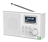 DAB Radio mit Bluetooth, MONODEAL DAB Plus Radio Klein, Rechargeable Dab+ Radio mit Wecker, Küchenradio mit LCD-Display