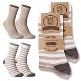 4 Paar Alpaka Socken Herren Damen Wintersocken warme Wollsocken 20940 (Beige 39-42)