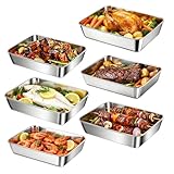 GOMETY Panierschalen Set 6 Teilig, 25.5x20x5.5cm Schale zum Panieren, Panier-Set aus Edelstahl, Stapelbare Panierstraße Schnitzel, Edelstahl Panier Rechteckig für Schnitzel Gemüse Fleisch Fisch
