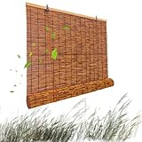 Außen Reed Vorhang Natural Bambusrollo Sonnenschutz Seitenzug Sichtschutz Schilf Vorhang Bambus Raffrollo Für Hofgarten Balkon Terrasse(W31xH79IN(80x200CM))