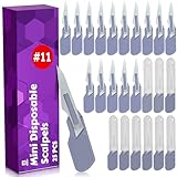 MyMed Einweg-Mini-Skalpell, Mini-Boxschneider, Nr. 11, scharfe Karbonstahl-Klingen, 25 Stück, für Dermaplaning, Podologie, Öffnen von Kartons und Post, Basteln und mehr