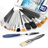 Halobios Farbbürsten, 26 Pcs Malerei Pinsel Set für Acrylfarbe, Öl, Gesicht, Körperfarbe, Kunst Malerei Pinsel für Erwachsene, Anfänger, Künstler, Kinder Kunst Zubehör