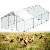 ACXIN 3x6x2m Hühnerstall aus Verzinktem Stahl mit Tür und Schloss, Hühnerhaus mit beschichtetem PE-Schattendach Freilaufgehege für Geflügel, Kleintiere und Vogelkäfig im Garten