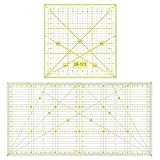 QWORK® 2 Stück Patchwork Lineal, 15x15 cm & 15x30 cm Quilten Lineal mit Skala, Universal Schneider Lineal für Präzises Nähen