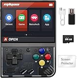 Whatsko Miyoo Mini Plus Handheld Spielkonsole,Miyoo Mini+ Retro Konsole Portable 64GB und Unterstützung WiFi,Cortex-A7 Linux System 3.5 Zoll IPS Screen 3000mAh Pocket Game Video Console (Schwarz)