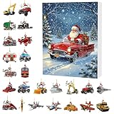 Weihnachtskalender - 24 Tage Weihnachtskalender 2025-2D Acryl Ornament Santa Transport Design Anhänger Strumpf Stuffers für Hof Haustür Zuhause