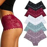 FINETOO 5er Pack Unterhosen Damen Spitze Sexy Unterwäsche für Frau Weiche und Bequem Slip Boxershorts Hipster Panties Dessous Mehrpack S-XL