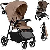 LIONELO EMMA ONE Buggy bis zu 22 kg von 6 m bis 4 Jahre Schwenkbare 360 Räder° Vollfederung Einhändig klappbar Verstellbare Rückenlehne und Fußstütze XXL-Verdeck UPF50+