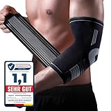 SQAUT® Ellenbogenbandage Ellenbogen Bandage Herren und Damen für Sport, Tennisarm und Golferarm Ellbogen Stütze Armbandage mit Klettbänder Klettgürtel Elbow Brace Elbow Support (Schwarz (1 Stück), L)