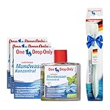 One Drop Only Mundwasser Konzentrat –3er Pack je 50ml + 1 Zahnbürste GRATIS/ergiebiges Mundwasser zur täglichen Anwendung/für bis zu 1000 Anwendungen bei 1 Tropfen/Mundgeruch bekämpfen