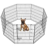 Yaheetech 8-TLG Welpenlaufstall 76cm hoch Welpenauslauf für Hunde Wohnung & Garten, faltbar, Freilaufgehege Welpenzaun mit Tür, Aufbau werkzeugfrei
