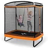 COSTWAY 2 in 1 Trampolin für den Außenbereich, Kinder, rechteckig (190 x 122 cm) mit abnehmbarer Schaukel, Gartentrampolin mit Sicherheitsnetz, max. Belastung 100 kg, für Jungen und Mädchen ab 3