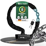 MIVELO Fahrradschloss Kettenschloss hohe Sicherheit - Schloss Fahrrad mit 6mm Vierkant-Kette I Radschloss aus gehärtetem Stahl mit Schlüssel 90cm