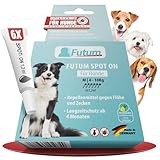 NEU FUTUM Spot On Hund 6 x 1,2 ml – Floh und Zeckenschutz für Hunde – Zeckenmittel für Hunde mit Aktivstoffen Lemon Eukalyptus– Effektiver Zeckenschutz Hund – Nachhaltiger Zecken und Flohschutz Hunde