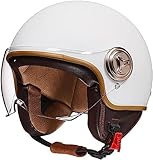 Vespa 3/4 Halber Motorradhelm, Retro-Motorradhelm, ECE-Zugelassener Retro-Jet-Helm Für Damen Und Herren, Moped, Motorrad, Helikopter C,54-61CM