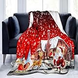 WONGS BEDDING Kuscheldecke 150x200 Weihnachts Weihnachten Sherpa Fleece Decke zweiseitige Weihnachtsmann Wohndecke Weiche Dicke Decke als Sofadecke Couchdecke Überwürfe