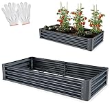 Onbest Metall Hochbeet - XXL Gemüsebeet/Kräutergarten aus Stahl - pflegeleicht - Hochbeete-Kit inkl. Handschuhe - Ideal für Kräuter aus dem Garten, Terrasse/Balkon (Anthrazit, 180x90x30cm)